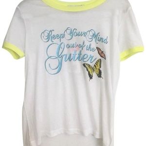 WILDFOX women Vintage Ringer T SHIRT White SMALL